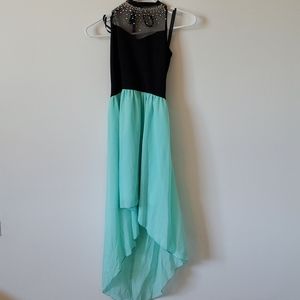 High-low, halter top dress